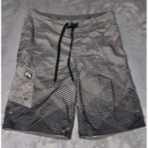 Vintage‎ GOTCHA Board Shorts Mens Size 30 Y2K 90s Gray Geometric Drawstring